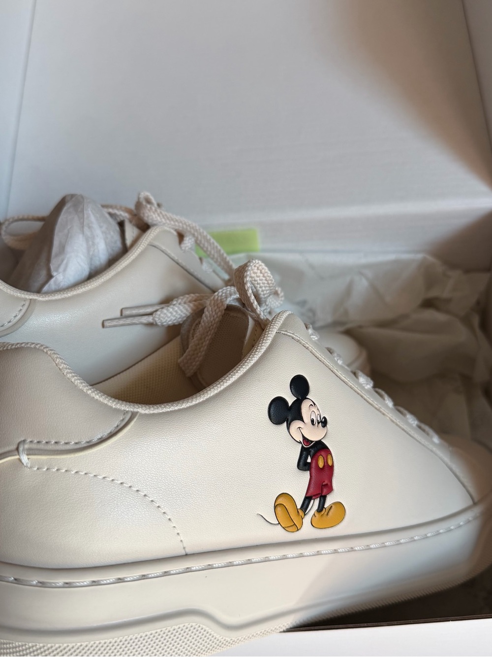 Coach Cream Leather Sneaker with Mickey Graphic - Picture 5 of 5